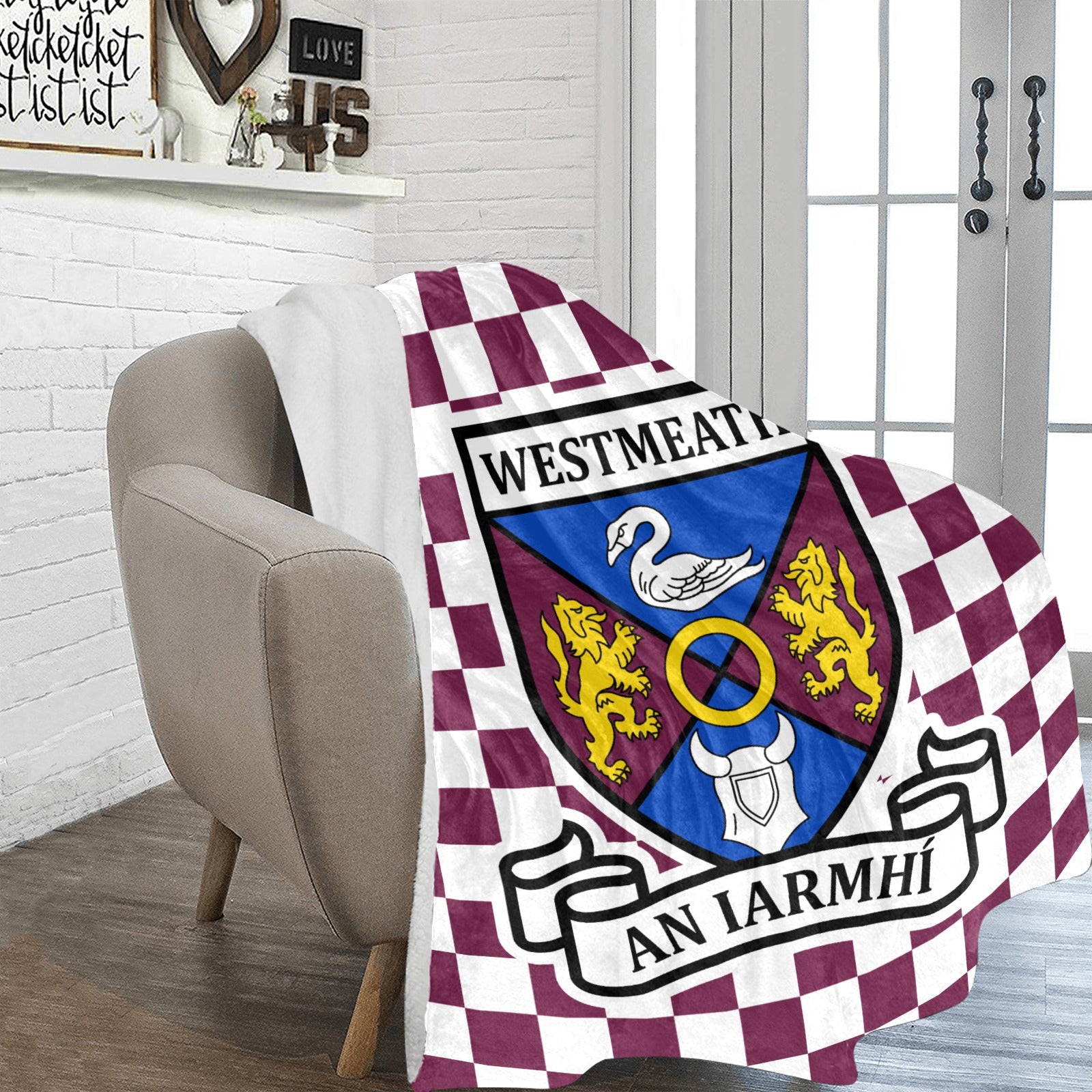 County Westmeath Chequered Ultra-Soft Throw Blanket