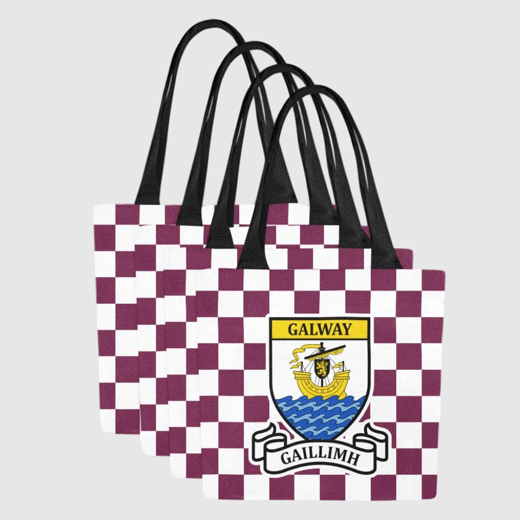 County Galway Chequered Canvas Tote Bag Set