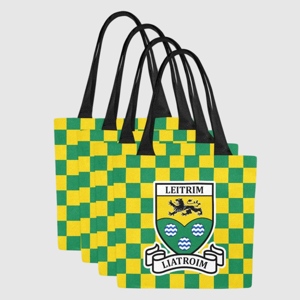 County Leitrim Chequered Canvas Tote Bag Set