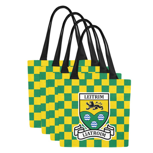 County Leitrim Chequered Canvas Tote Bag Set