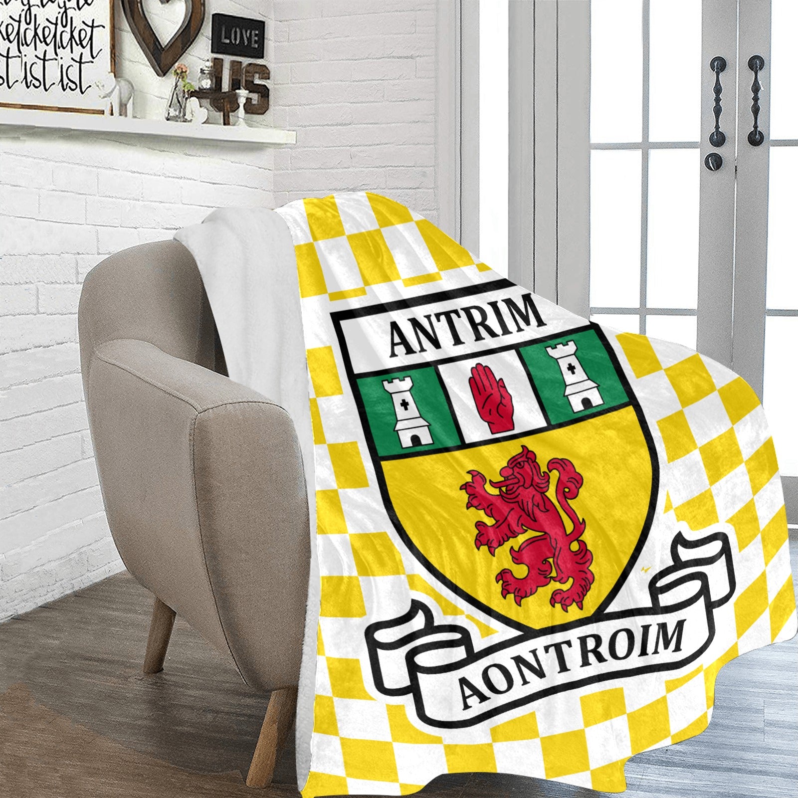 County Antrim Chequered Ultra-Soft Throw Blanket