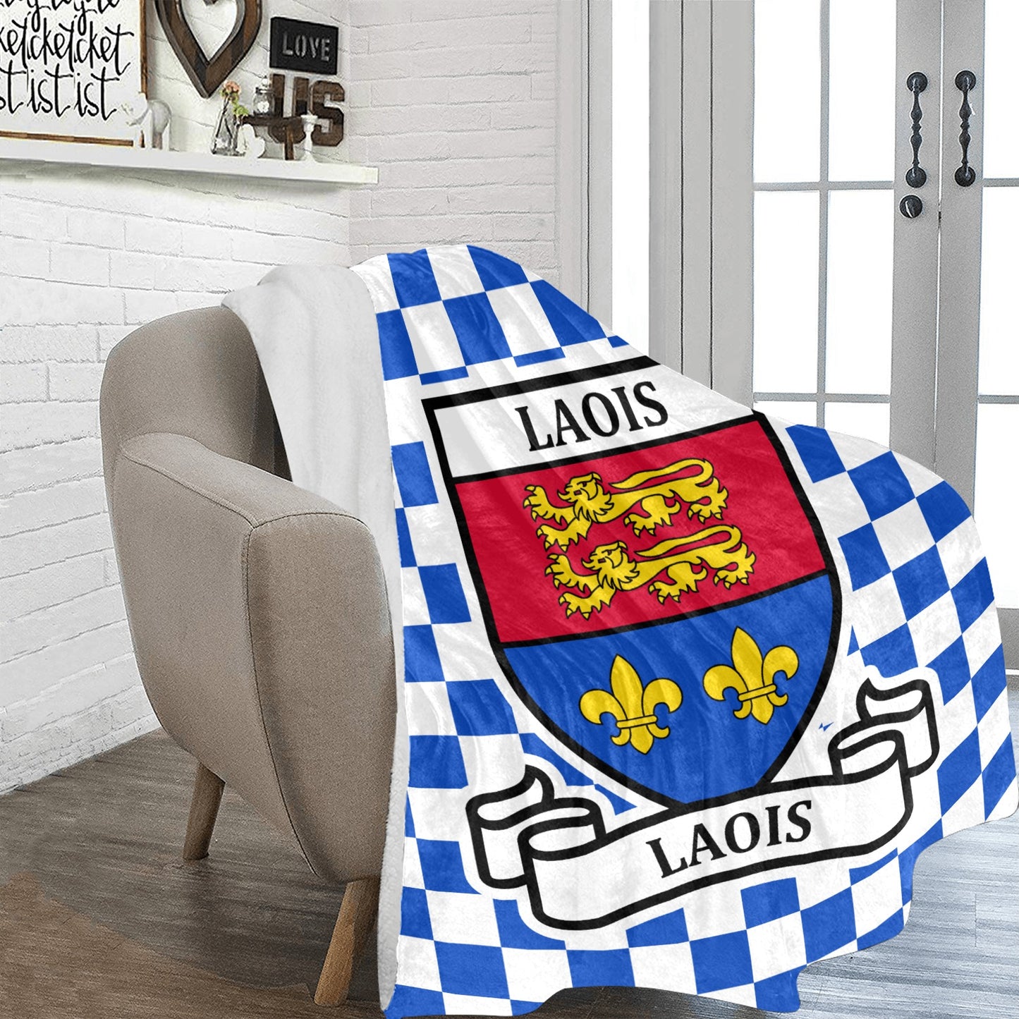 County Laois Chequered Ultra-Soft Throw Blanket