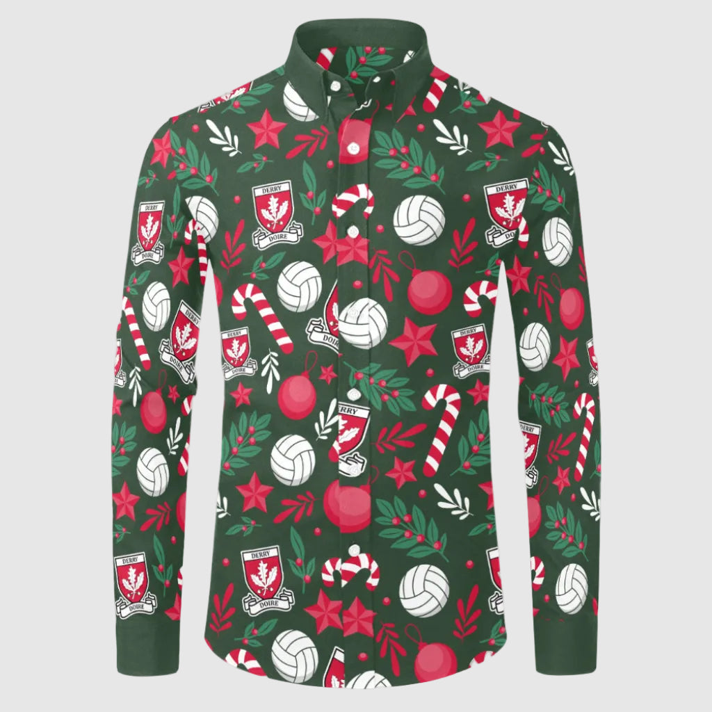 County Derry Christmas Button Up Shirt