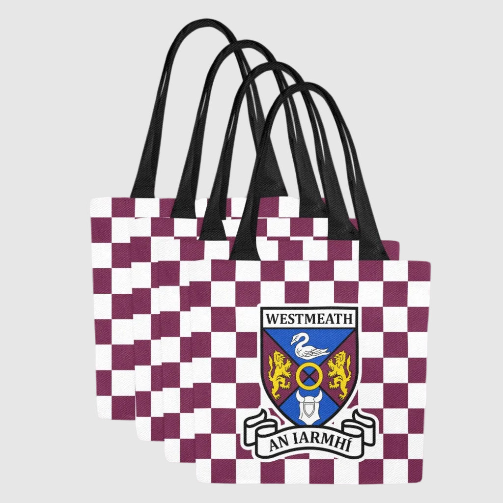 County Westmeath Chequered Canvas Tote Bag Set