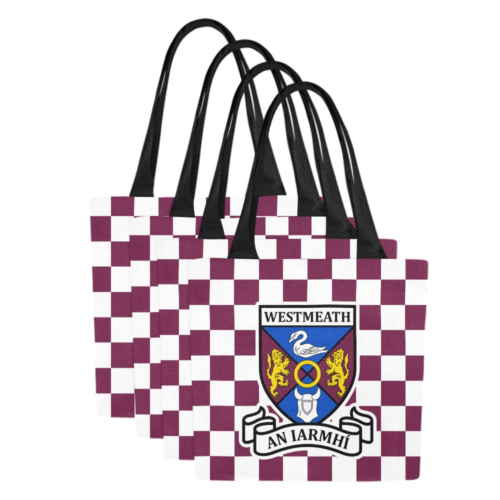 County Westmeath Chequered Canvas Tote Bag Set