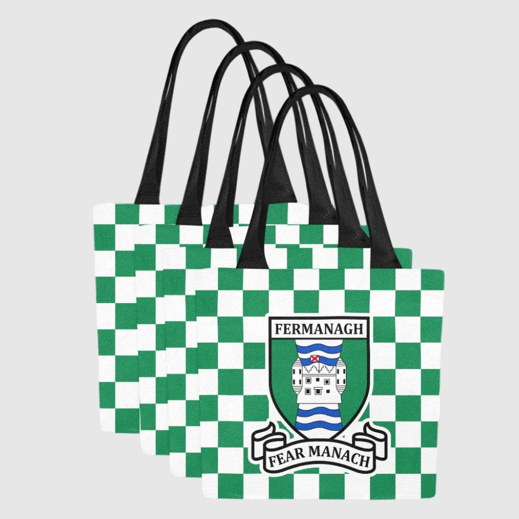 County Fermanagh Chequered Canvas Tote Bag Set
